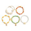 Jewelry Bohemian Polymer Clay Imitation Pearl Shell Alloy Flower Pendant Bracelet Electroplated