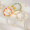 Jewelry Bohemian Polymer Clay Imitation Pearl Shell Alloy Flower Pendant Bracelet Electroplated