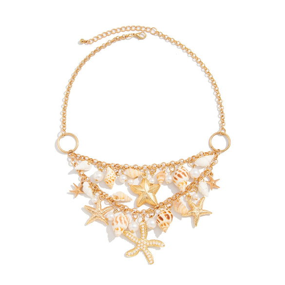 Jewelry Bohemian Shell Alloy Necklace With Geometric Pattern And Electroplating Treatment