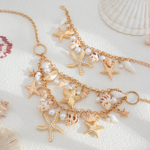 Jewelry Bohemian Shell Alloy Necklace With Geometric Pattern And Electroplating Treatment