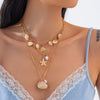 Jewelry Bohemian Shell Starfish Pendant Necklace Alloy Pearl Clavicle Chain Geometric Electroplating