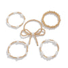 Jewelry Bow Beaded Multilayer Bracelet Imitation Pearl Ccb Electroplated For Women