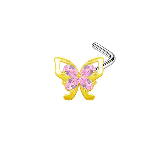 Jewelry Bow Nose Stud Copper Stainless Steel Heart Shape Gold Plated