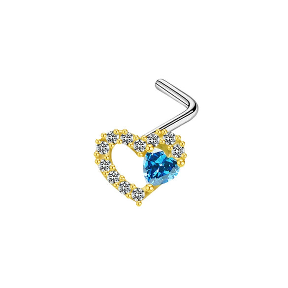 Jewelry Bow Nose Stud Copper Stainless Steel Heart Shape Gold Plated