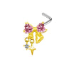 Jewelry Bow Nose Stud Copper Stainless Steel Heart Shape Gold Plated