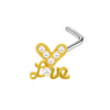 Jewelry Bow Nose Stud Copper Stainless Steel Heart Shape Gold Plated