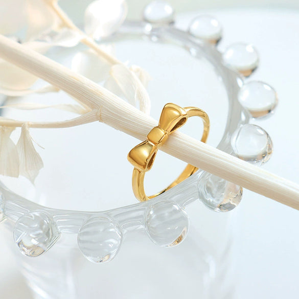 Jewelry Bow Pattern Titanium Steel Electroplated Women's Ring