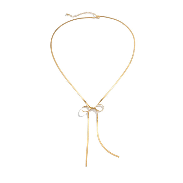 Jewelry Bow Pearl Necklace Copper Chain Imitation Pearl Alloy Pendant Geometric Style Electroplated Snake Bone Chain