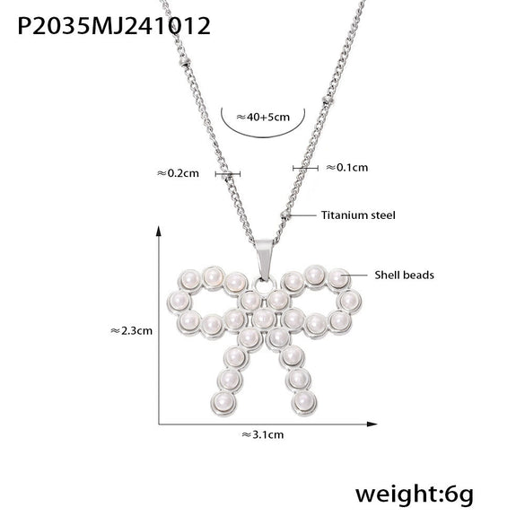 Jewelry Bow Zircon Clavicle Necklace 316L Stainless Steel Pvd Plating For Women