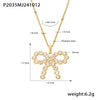 Jewelry Bow Zircon Clavicle Necklace 316L Stainless Steel Pvd Plating For Women