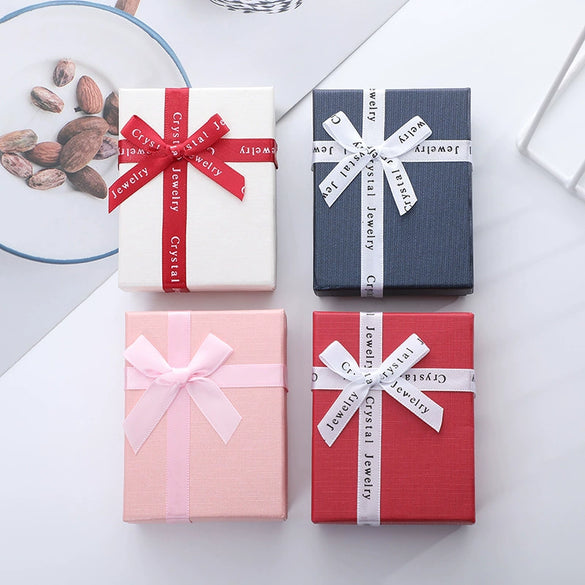 Jewelry Box Made Of Paper And Cardboard For Pair Ring Necklace Bracelet Earrings Packaging With Letters Heaven And Earth Cover