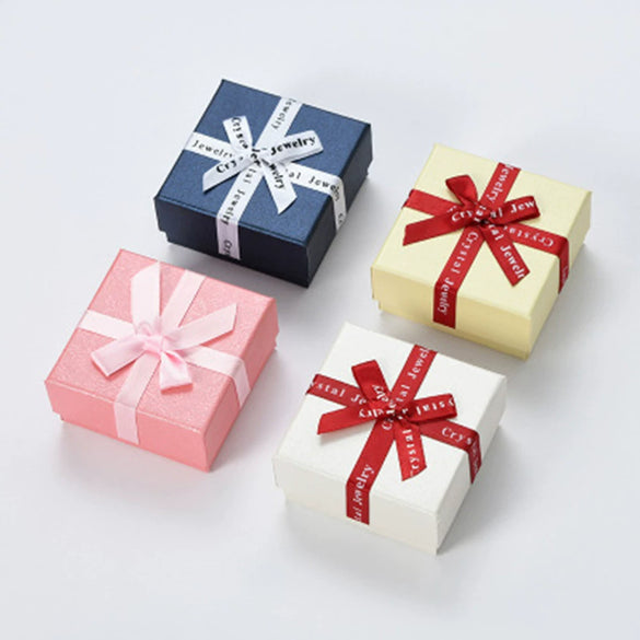 Jewelry Box Ring Box Earring Box Pendant Box Necklace Box Gift Box Packaging Box In Paper Cardboard Gray Velvet With Bow Pattern