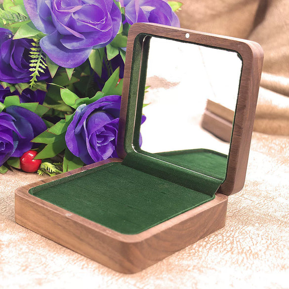 Jewelry Box Walnut Wooden Flannel Lined For Ring Watch Storage