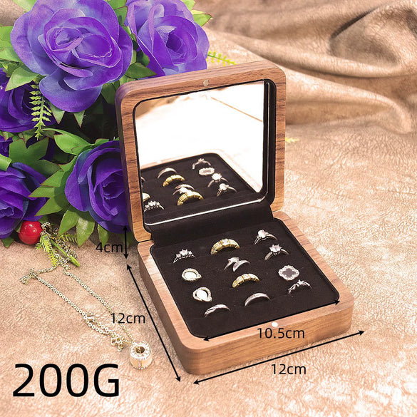 Jewelry Box Walnut Wooden Flannel Lined For Ring Watch Storage