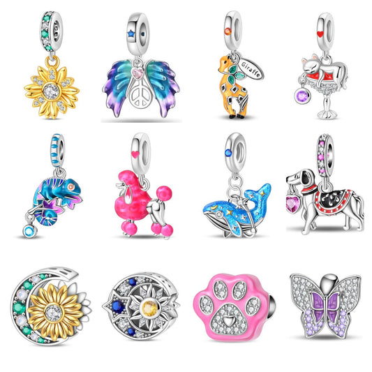 Jewelry Bracelet Accessories Copper Silver Plated Animal Charm Pendant Beads With Dripping Oil Design