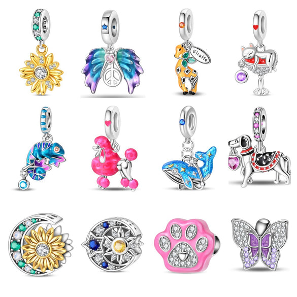 Jewelry Bracelet Accessories Copper Silver Plated Animal Charm Pendant Beads With Dripping Oil Design