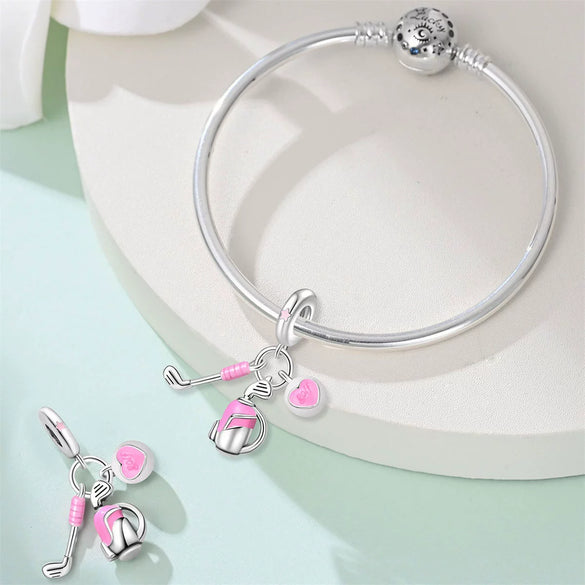 Jewelry Bracelet Accessories Copper Silver Plated Dumbbell Football Basketball Baseball Charm Beads Dripping Oil Design