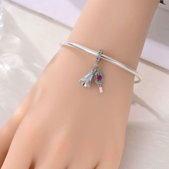 Jewelry Bracelet Accessories Copper Silver Plated Dumbbell Football Basketball Baseball Charm Beads Dripping Oil Design