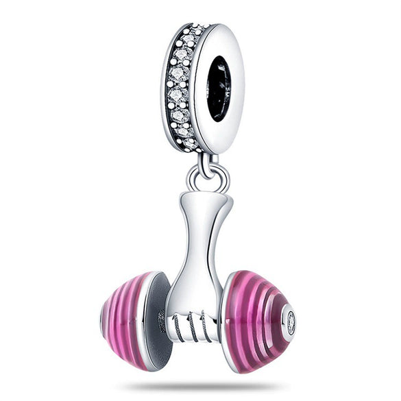 Jewelry Bracelet Accessories Copper Silver Plated Dumbbell Football Basketball Baseball Charm Beads Dripping Oil Design