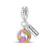 Jewelry Bracelet Accessories Copper Silver Plated Dumbbell Football Basketball Baseball Charm Beads Dripping Oil Design