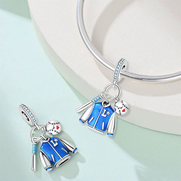 Jewelry Bracelet Accessories Copper Silver Plated Dumbbell Football Basketball Baseball Charm Beads Dripping Oil Design