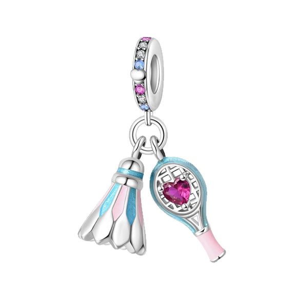 Jewelry Bracelet Accessories Copper Silver Plated Dumbbell Football Basketball Baseball Charm Beads Dripping Oil Design