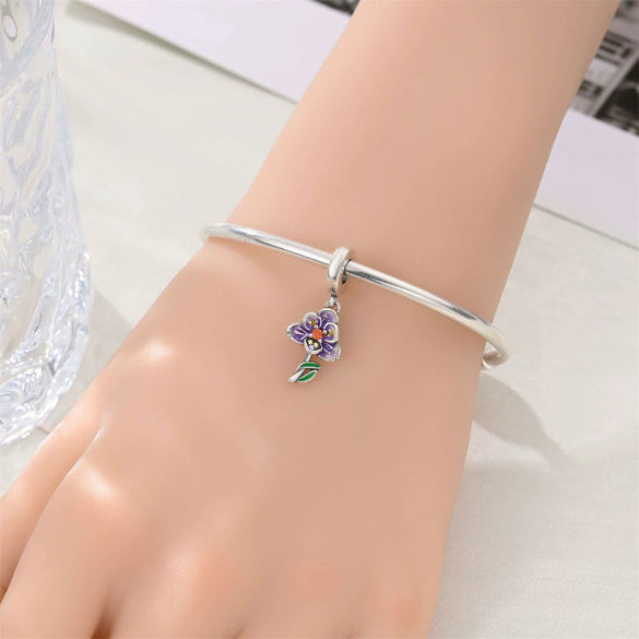 Jewelry Bracelet Accessories Copper Silverplated Iris Pansy Fourleaf Clover Charm Dripping Oil Style