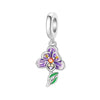 Jewelry Bracelet Accessories Copper Silverplated Iris Pansy Fourleaf Clover Charm Dripping Oil Style