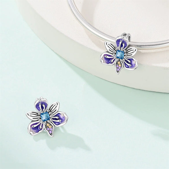 Jewelry Bracelet Accessories Copper Silverplated Iris Pansy Fourleaf Clover Charm Dripping Oil Style