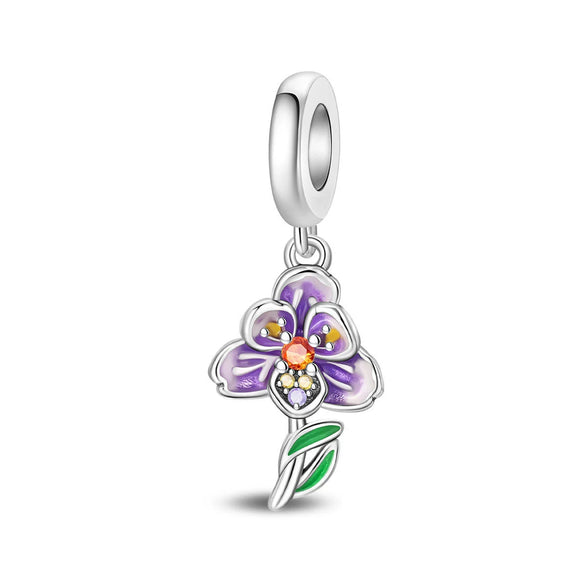 Jewelry Bracelet Accessories Copper Silverplated Iris Pansy Fourleaf Clover Charm Dripping Oil Style