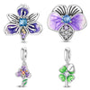 Jewelry Bracelet Accessories Copper Silverplated Iris Pansy Fourleaf Clover Charm Dripping Oil Style