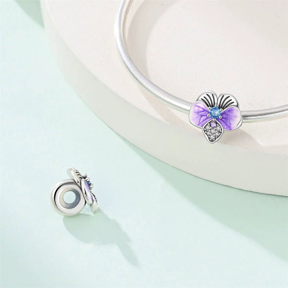 Jewelry Bracelet Accessories Copper Silverplated Iris Pansy Fourleaf Clover Charm Dripping Oil Style