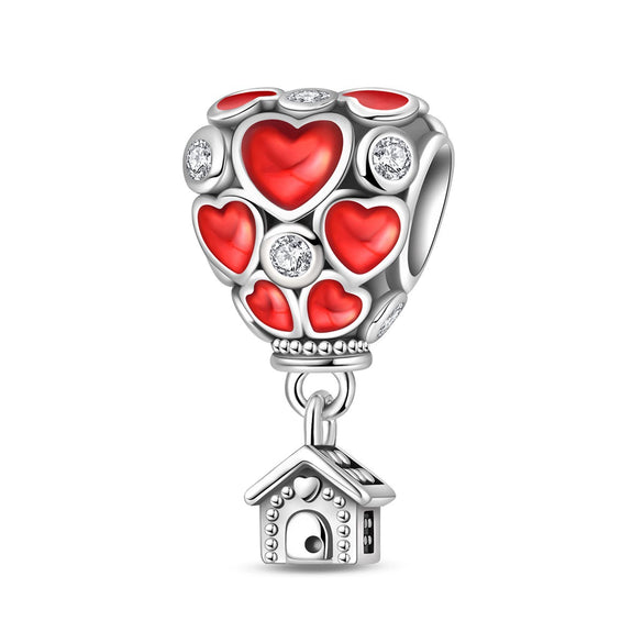 Jewelry Bracelet Accessories Heartshaped Hot Air Balloon Rose Pendant Zircon Copper Silverplated Dripping Oil Design