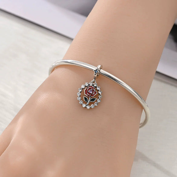 Jewelry Bracelet Accessories Heartshaped Hot Air Balloon Rose Pendant Zircon Copper Silverplated Dripping Oil Design