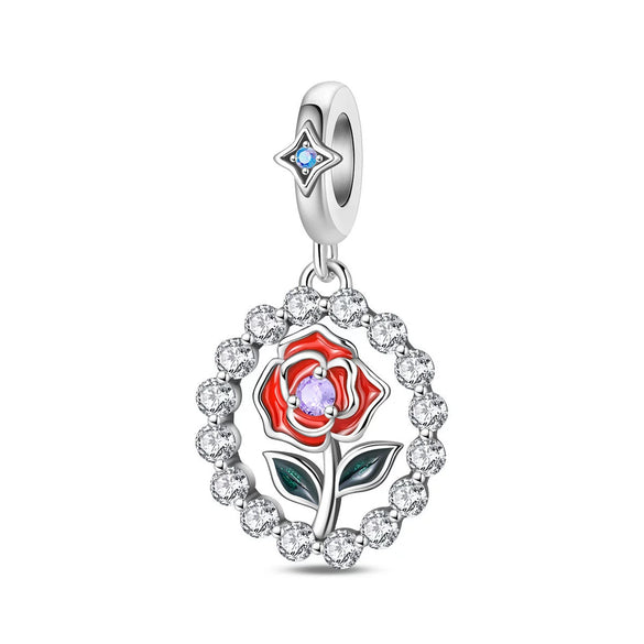 Jewelry Bracelet Accessories Heartshaped Hot Air Balloon Rose Pendant Zircon Copper Silverplated Dripping Oil Design