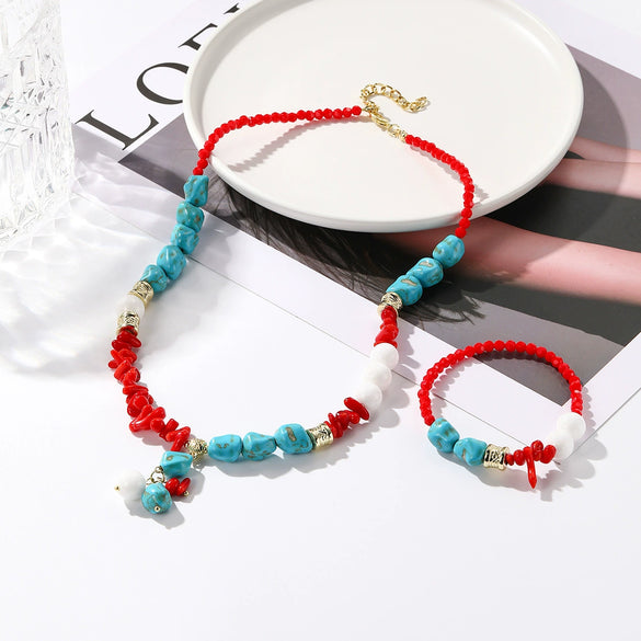 Jewelry Bracelet And Necklace Mixed Material Ball Chain Ushape Geometric Electroplating For Women