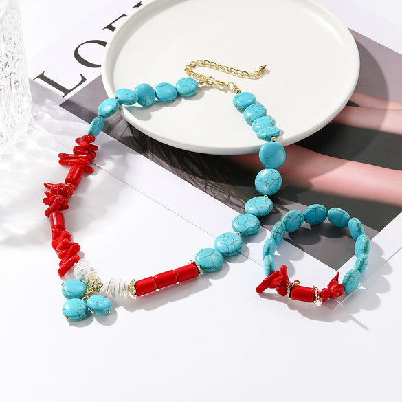 Jewelry Bracelet And Necklace Mixed Material Ball Chain Ushape Geometric Electroplating For Women