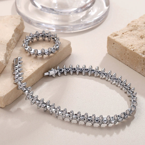Jewelry Bracelet And Ring Combination Hip Hop Street Style 316L Stainless Steel Electroplating