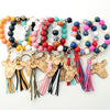 Jewelry Bracelet Keychain Cowboy Style Wood Bull Head Tassel Pendant