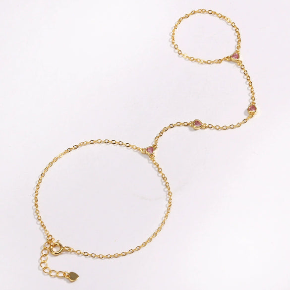 Jewelry Bracelet Ring Chain Heart Shape Zircon Inlay
