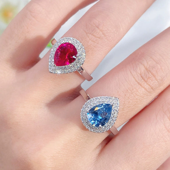 Jewelry Bracelet S925 Silver Water Drop Crystal Blue Zircon For Women Natural Diamond Style
