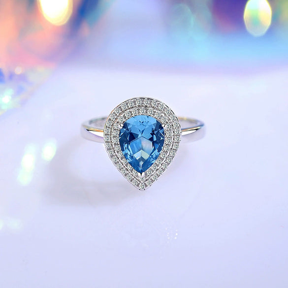 Jewelry Bracelet S925 Silver Water Drop Crystal Blue Zircon For Women Natural Diamond Style