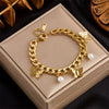 Jewelry Bracelet Titanium Steel Metal Pearl Butterfly Pendant Retro Simple Niche Design Unisex Electroplating