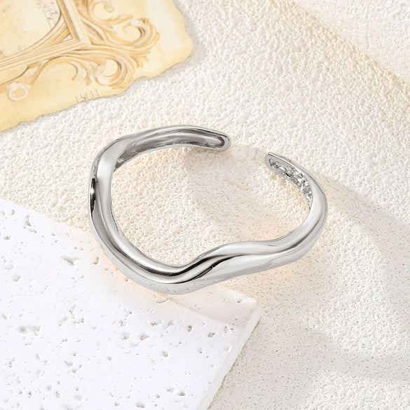 Jewelry Bracelets Alloy Geometric Exaggerated Design Electroplating Wave Shape