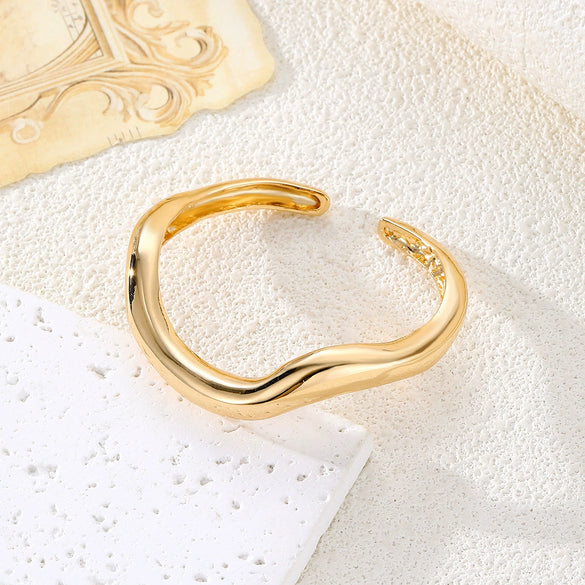 Jewelry Bracelets Alloy Geometric Exaggerated Design Electroplating Wave Shape