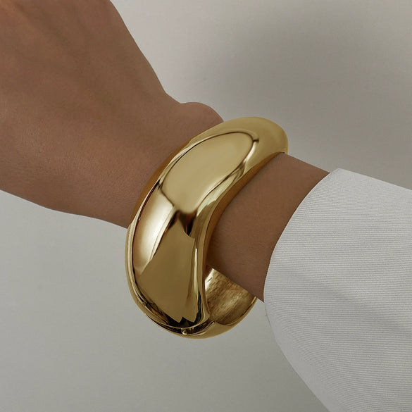 Jewelry Bracelets Alloy Geometric Exaggerated Design Electroplating Wave Shape