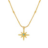 Jewelry Brass Copper Blue Turquoise Pendant Clavicle Necklace Star Shape Geometric Light Luxury Style Electroplated