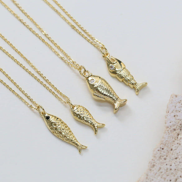 Jewelry Brass Pendant Necklace Ocean Fish Tropical Fish Animal Zodiac Electroplated