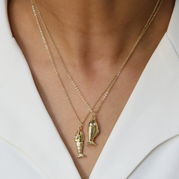Jewelry Brass Pendant Necklace Ocean Fish Tropical Fish Animal Zodiac Electroplated