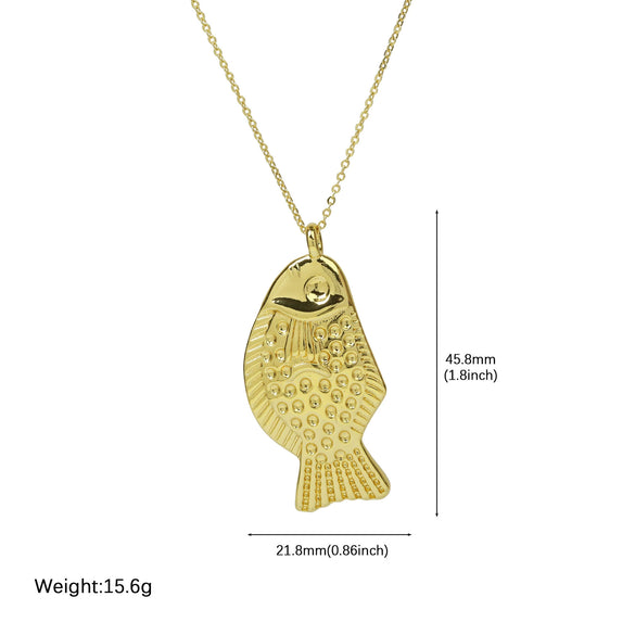 Jewelry Brass Pendant Necklace Ocean Fish Tropical Fish Animal Zodiac Electroplated